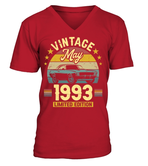 May 1993 30 Years Old Vintage 30th Birthday V-Neck T-shirt