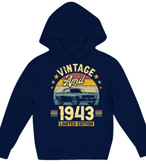 April 1943 80 Years Old Vintage 80th Birthday Kids Hoodie
