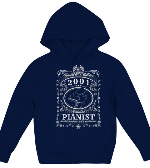 Vintage 2001 Pianist Birthday Gift Piano Player Kids Hoodie
