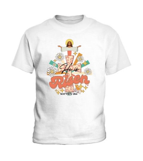 Jesus bible quote retro vintage look he is risen Kids T-Shirt