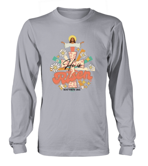 Jesus bible quote retro vintage look he is risen Long sleeved Unisex