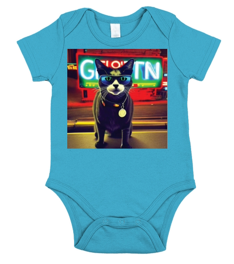 cat daddy black cat vintage eighties style Short Sleeve Baby One-Piece