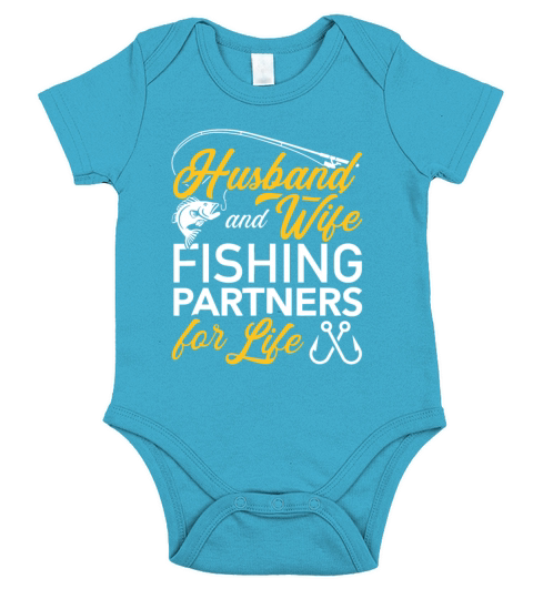 Husband and wife fishing partners for lifefisherma Short Sleeve Baby One-Piece