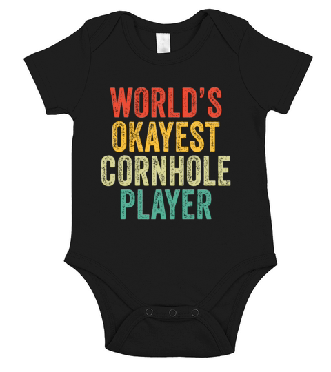 Worlds Okayest Cornhole Player Toss Vintage Distr Short Sleeve Baby One-Piece