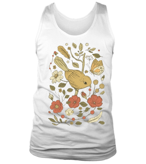 Beige Brown Bird Vintage T-Shirt Tank Top Unisex