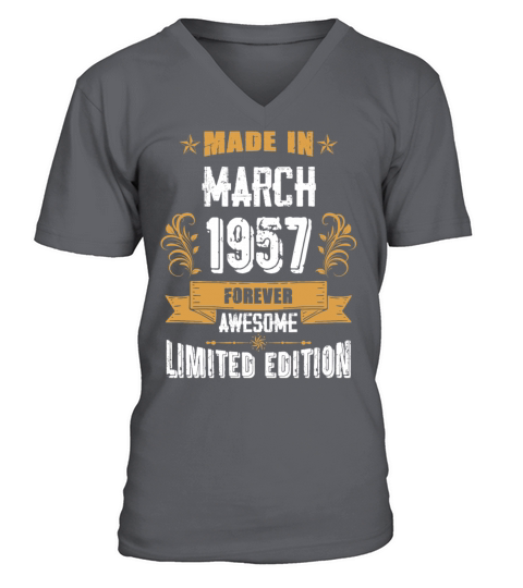 March 1957 Vintage Birthday Present V-Neck T-shirt