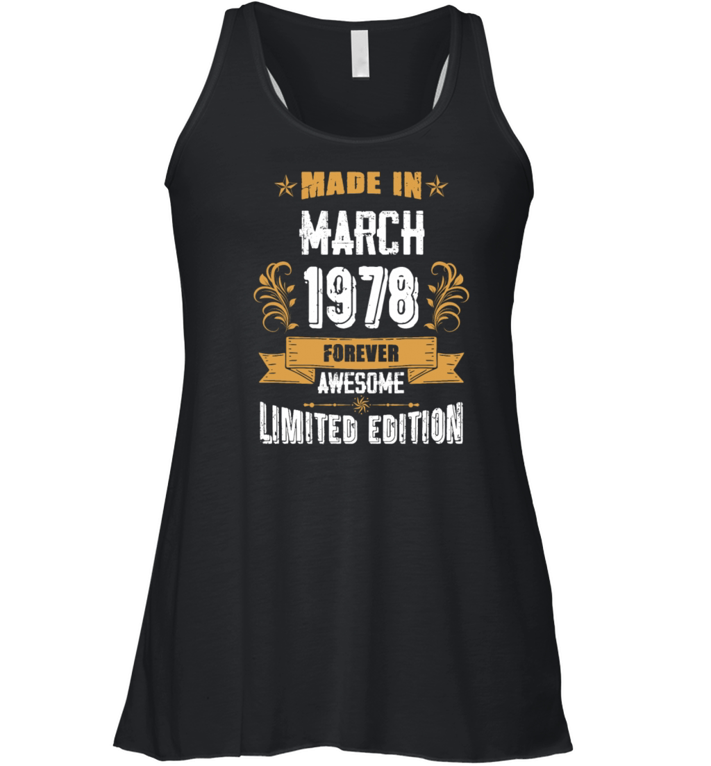 March 1978 Vintage Birthday Present Women's Flowy Tank Top