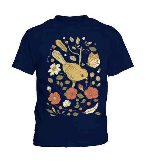 Beige Brown Bird Vintage T-Shirt Kids T-Shirt