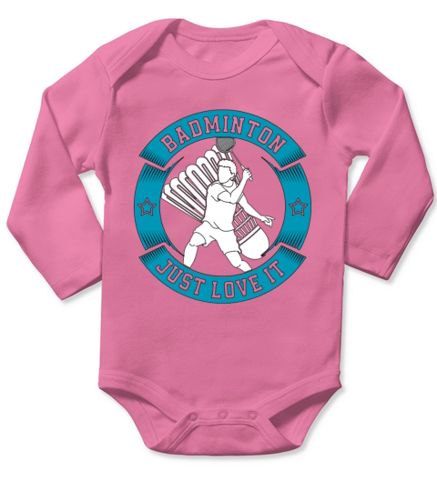 Badminton Just Love It Shuttlecock Racquet Sport Long Sleeve Baby One-Piece