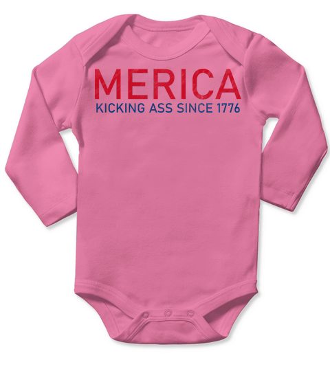 Independence Day Merica Kicking Ass Long Sleeve Baby One-Piece