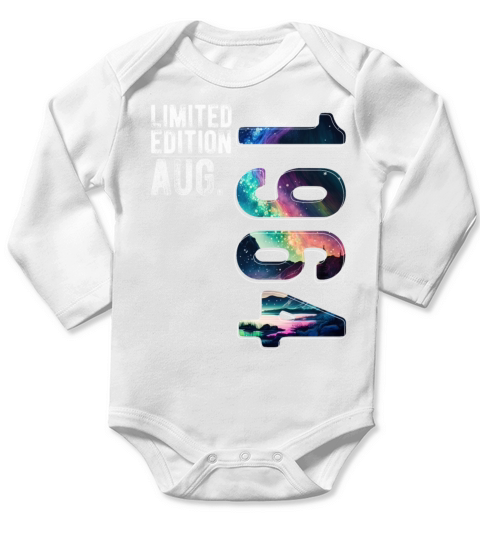 Limited Edition 1964 August Birthday Polar Lights Long Sleeve Baby One-Piece