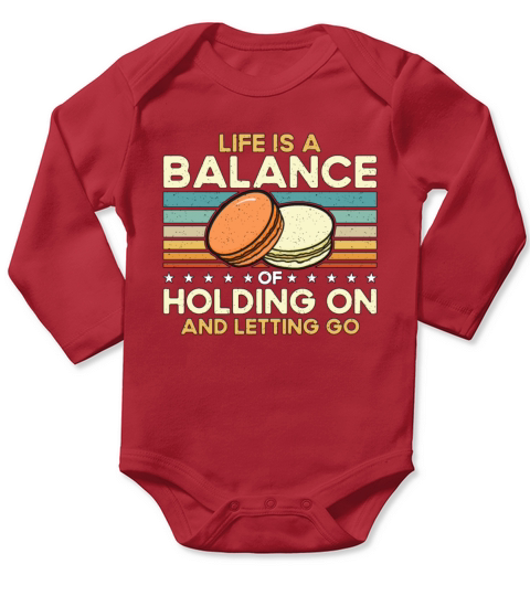Macaron Life Is Balance Of Holding Retro Snacking Long Sleeve Baby One-Piece