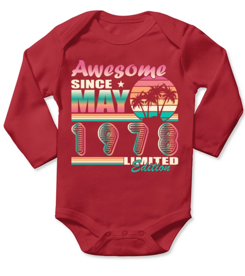 May 1978 vintage birthday retro Long Sleeve Baby One-Piece