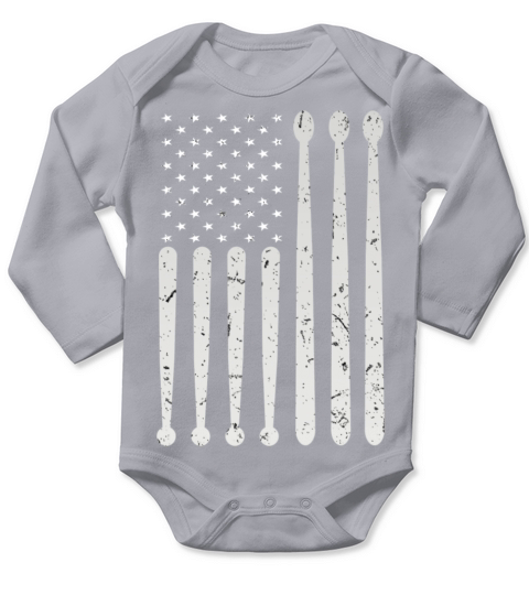 Usa American Flag Drumsticks Drummer Long Sleeve Baby One-Piece