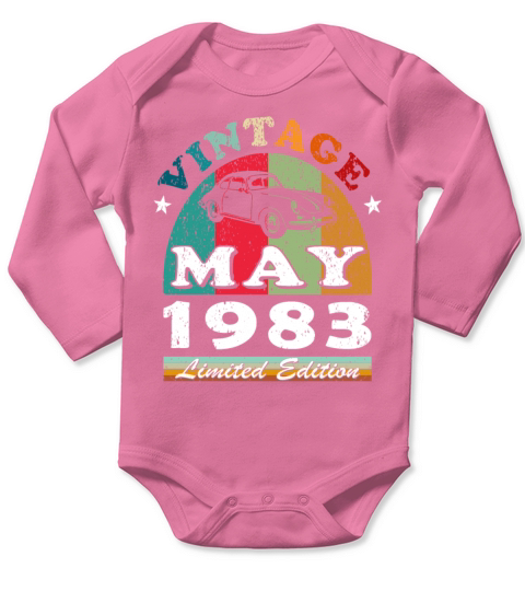 Vintage car may 1983 birthday gift Long Sleeve Baby One-Piece