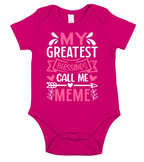 My Greatest Blessings Call Me Meme Grandmalovecats Short Sleeve Baby One-Piece