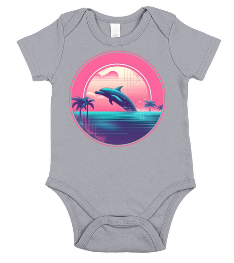 Retro Vintage Dolphin Lovers Style Short Sleeve Baby One-Piece