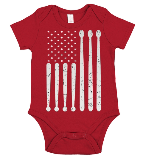 Usa American Flag Drumsticks Drummer Short Sleeve Baby One-Piece