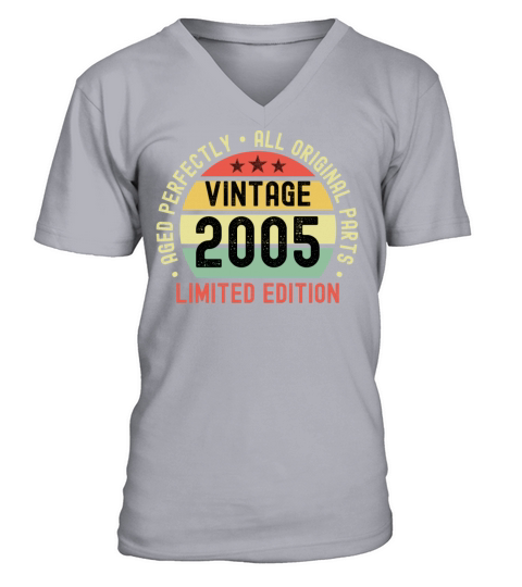 18th Birthday Vintage 2005 V-Neck T-shirt