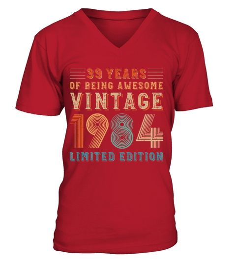 39 years of being awesome vintage 1984 limited edi V-Neck T-shirt