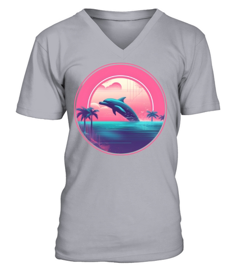 Retro Vintage Dolphin Lovers Style V-Neck T-shirt