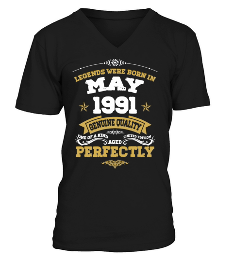 Vintage Aged To Perfection May 1991 V-Neck T-shirt