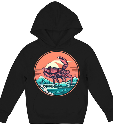 80s 90s Vintage Crab Style Kids Hoodie