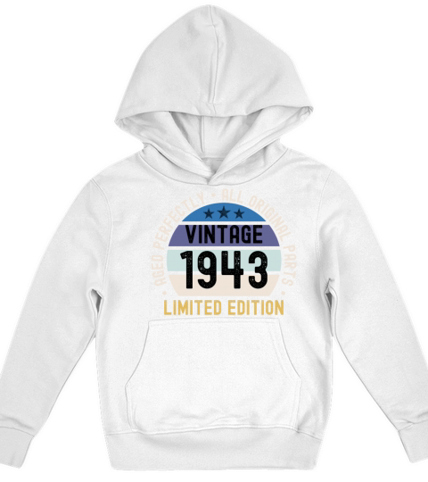 80th Birthday Vintage 1943 Kids Hoodie