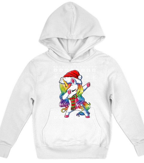 Dabbing Unicorn Santa Sweater Christmas Ugly Kids Girls Wome Kids Hoodie