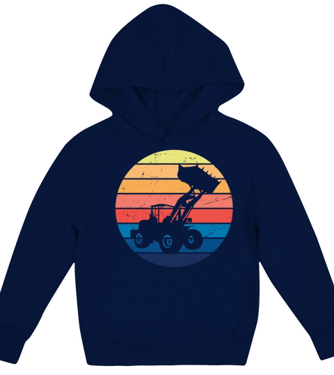 Excavator Vintage Backhoe Building Excavator Kids Hoodie