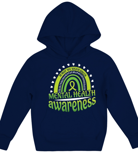 Mental Health Ribbon Awareness Month Green Kids Hoodie