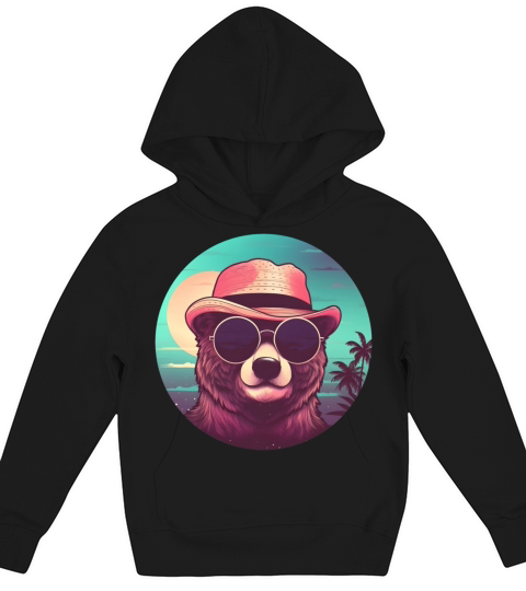 Retro 80s 90s Bear Vintage Kids Hoodie