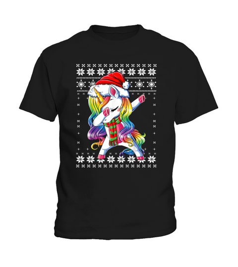 Dabbing Unicorn Santa Sweater Christmas Ugly Kids Girls Wome Kids T-Shirt