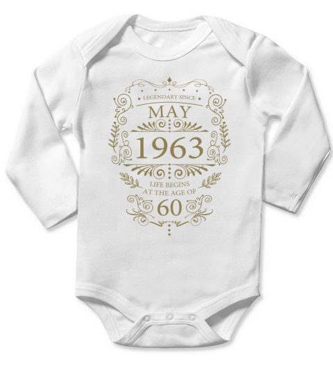 60th Birthday Gifts May 1963 Vintage Long Sleeve Baby One-Piece