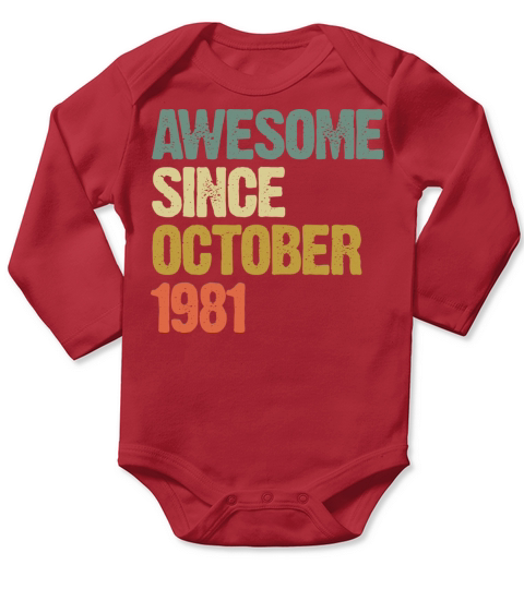 Awesome Since October 1981 Retro Vintage Gift Long Sleeve Baby One-Piece