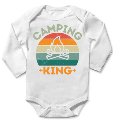 Camping king vintage retro light distressed Long Sleeve Baby One-Piece