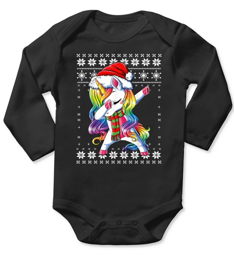 Dabbing Unicorn Santa Sweater Christmas Ugly Kids Girls Wome Long Sleeve Baby One-Piece