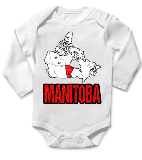 Manitoba Vintage Canada Map Long Sleeve Baby One-Piece