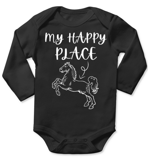 My Happy Place Horse Lover Horseback Riding Long Sleeve Baby One-Piece