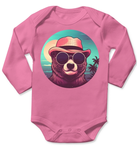 Retro 80s 90s Bear Vintage Long Sleeve Baby One-Piece