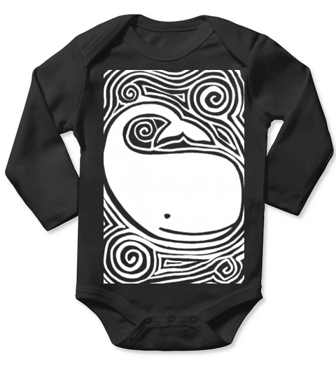 Retro Vintage Whale Abstract Long Sleeve Baby One-Piece