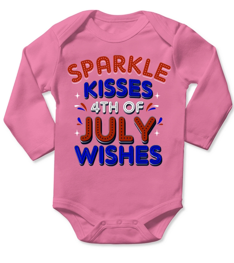 Sparkle Kisses 4th Of July Wishes Long Sleeve Baby One-Piece