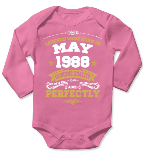 Vintage Aged To Perfection May 1988 Long Sleeve Baby One-Piece