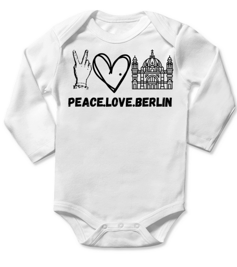 Vintage berlin Quote Peace love berlin Funny gift Long Sleeve Baby One-Piece