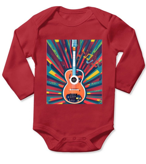 VINTAGE GUITAR DESIGN Long Sleeve Baby One-Piece