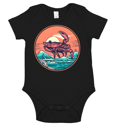80s 90s Vintage Crab Style Short Sleeve Baby One-Piece