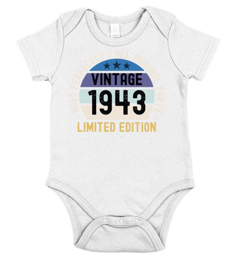 80th Birthday Vintage 1943 Short Sleeve Baby One-Piece