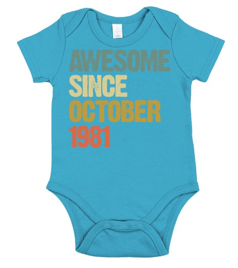 Awesome Since October 1981 Retro Vintage Gift Short Sleeve Baby One-Piece