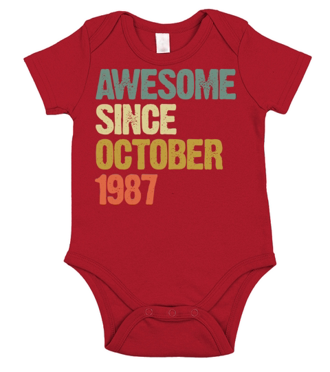 Awesome Since October 1987 Retro Vintage Gift Short Sleeve Baby One-Piece