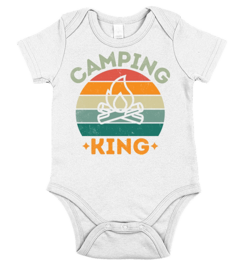 Camping king vintage retro light distressed Short Sleeve Baby One-Piece
